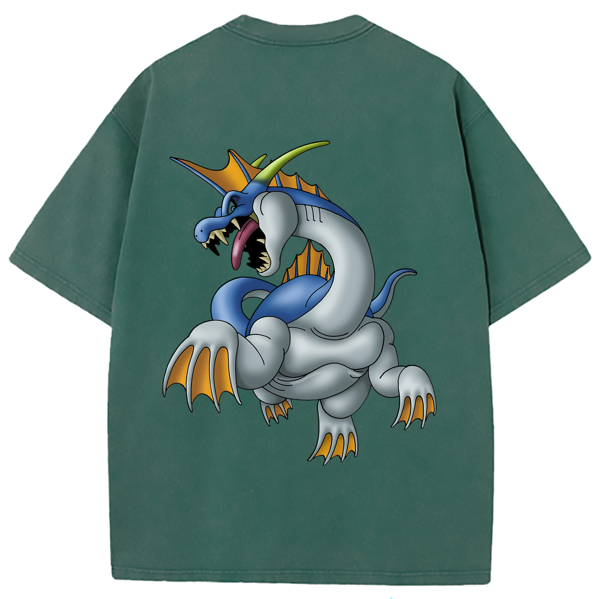 （画像用） ドラゴンクエスト Doragon Kuesuto Dragon Quest 綿100% ヴィンテージ風 半袖Tシャツ（背面プリント）